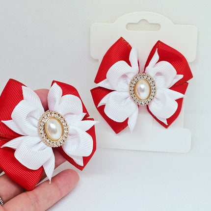 Christmas Hair Bow | Red Ribbon Hair Clip | Holiday Grosgrain Bow | Girls' Festive Hair Accessory