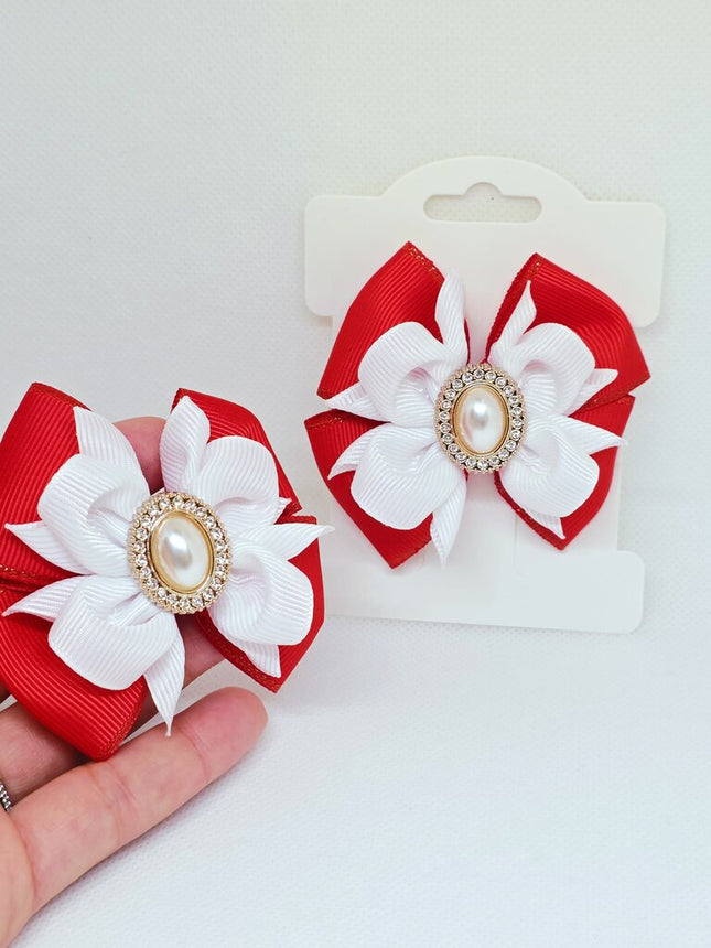 Christmas Hair Bow | Red Ribbon Hair Clip | Holiday Grosgrain Bow | Girls' Festive Hair Accessory