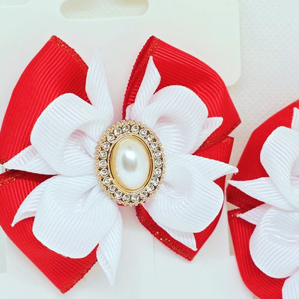 Christmas Hair Bow | Red Ribbon Hair Clip | Holiday Grosgrain Bow | Girls' Festive Hair Accessory