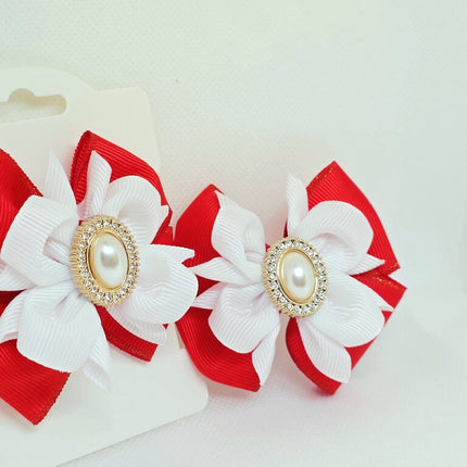 Christmas Hair Bow | Red Ribbon Hair Clip | Holiday Grosgrain Bow | Girls' Festive Hair Accessory