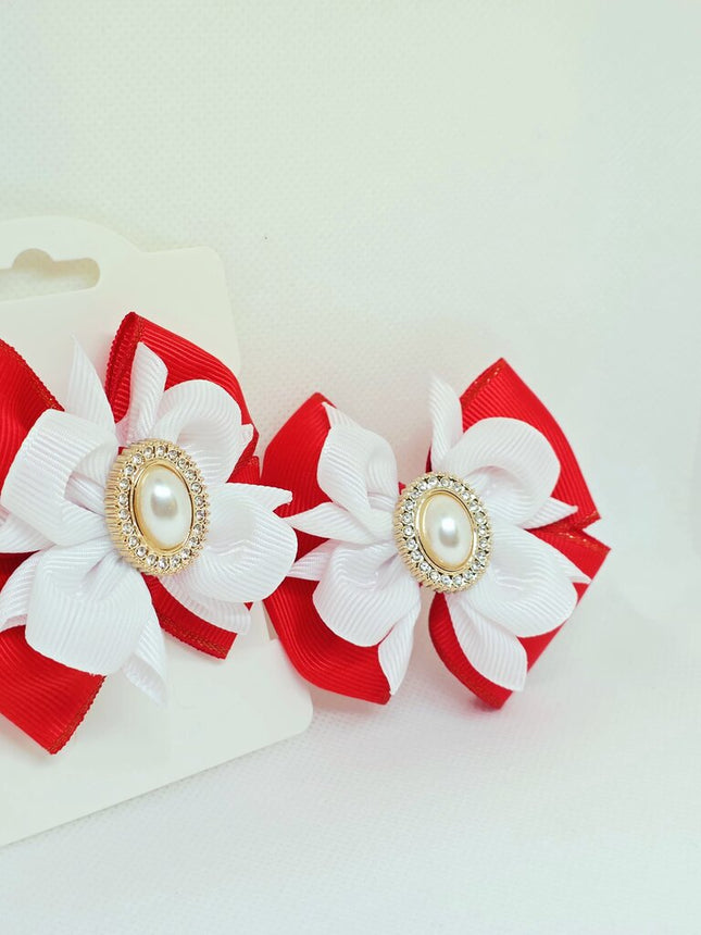 Christmas Hair Bow | Red Ribbon Hair Clip | Holiday Grosgrain Bow | Girls' Festive Hair Accessory