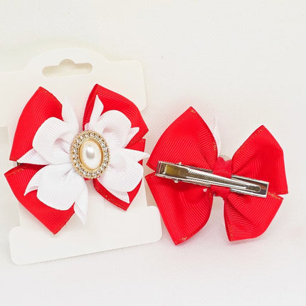 Christmas Hair Bow | Red Ribbon Hair Clip | Holiday Grosgrain Bow | Girls' Festive Hair Accessory
