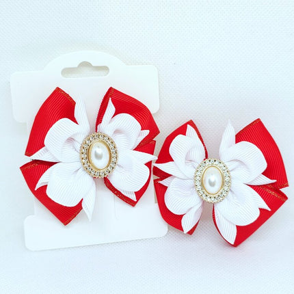 Christmas Hair Bow | Red Ribbon Hair Clip | Holiday Grosgrain Bow | Girls' Festive Hair Accessory