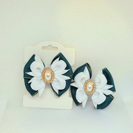 Christmas Hair Bow | Green Ribbon Hair Clip | Holiday Grosgrain Bow | Girls' Festive Hair Accessory