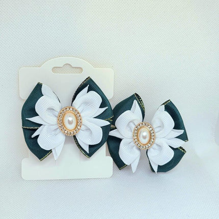 Christmas Hair Bow | Green Ribbon Hair Clip | Holiday Grosgrain Bow | Girls' Festive Hair Accessory