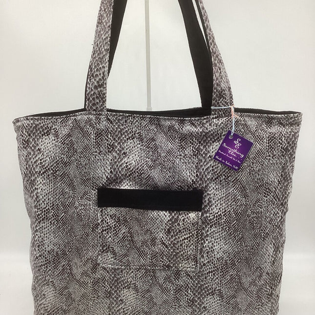Black snake skin w/ black reversible tote bag