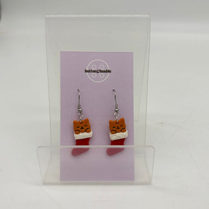 Cat Stocking Dangle Earrings