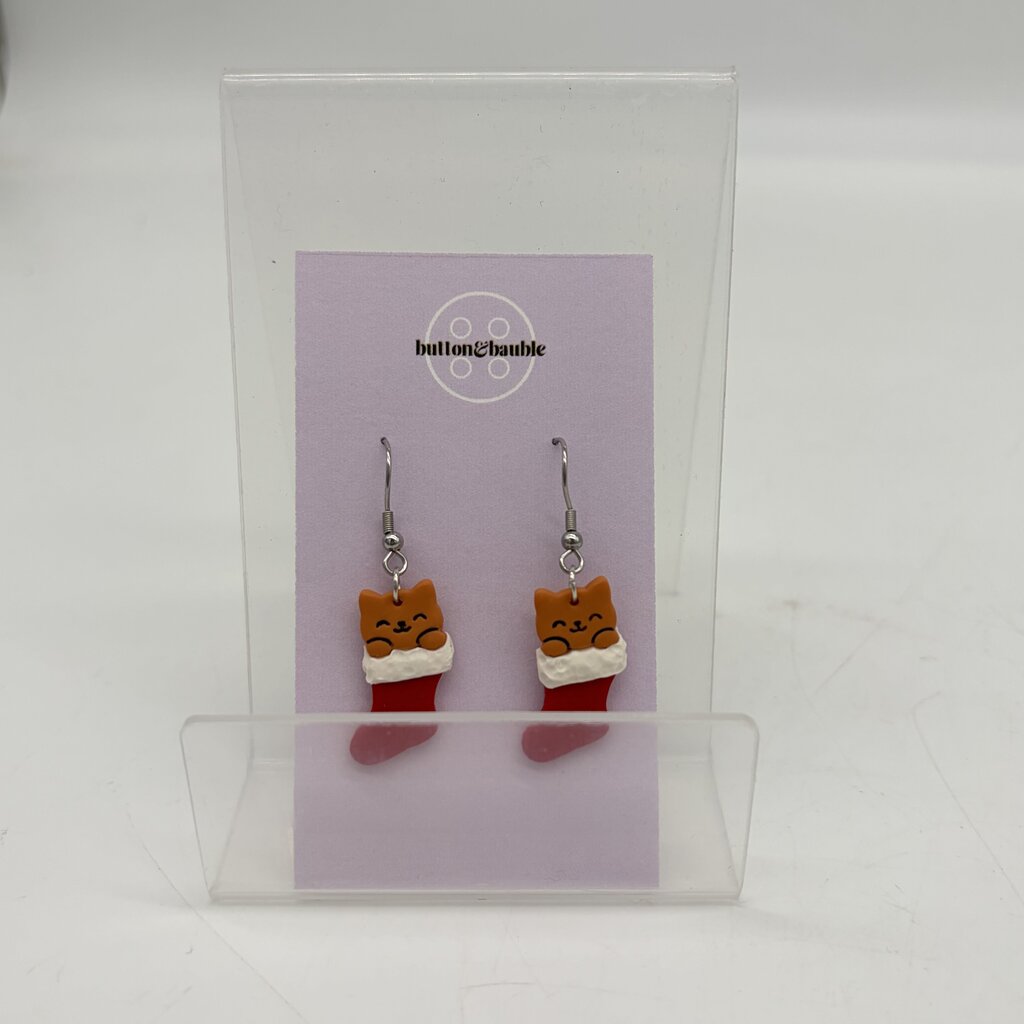 Cat Stocking Dangle Earrings