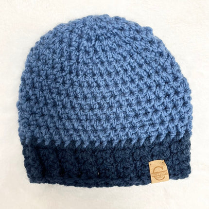 Beanie Hat (Adult) - Denim with Navy Brim