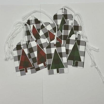 Gift Tags - Red/Green Buffalo Plaid Christmas Trees (Set of 8)