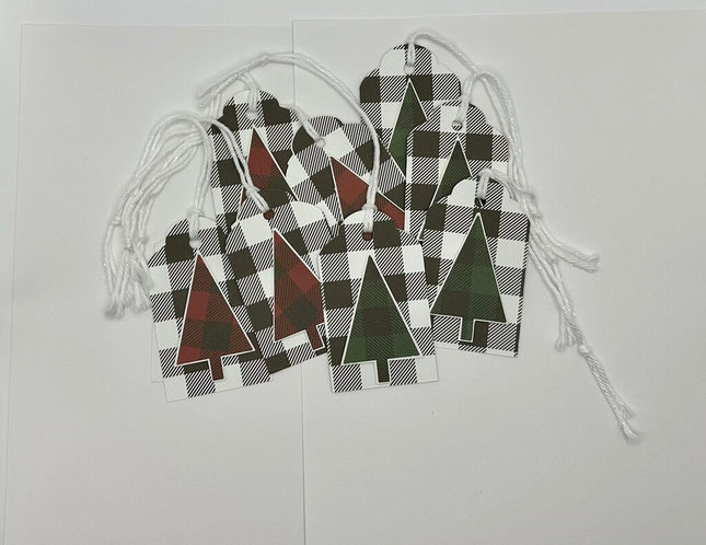 Gift Tags - Red/Green Buffalo Plaid Christmas Trees (Set of 8)