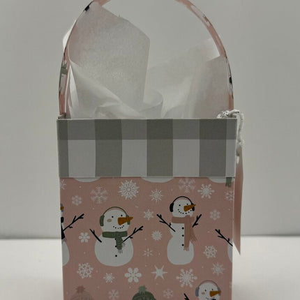 Mini Gift Bags - Pink/Checkered Snowmen