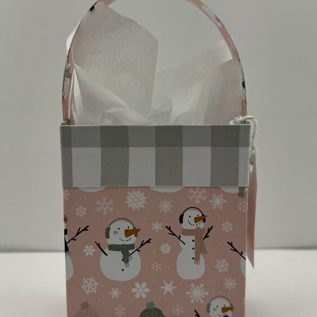 Mini Gift Bags - Pink/Checkered Snowmen