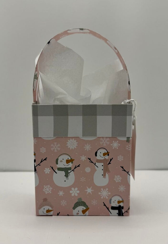 Mini Gift Bags - Pink/Checkered Snowmen