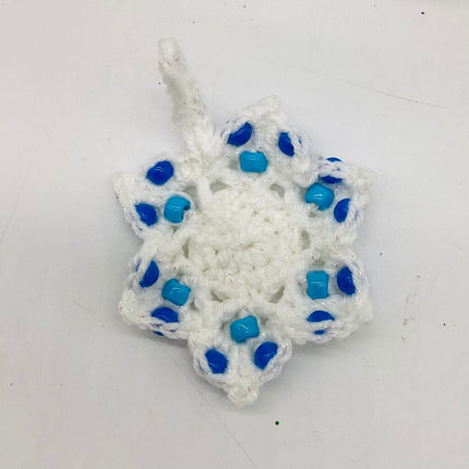 White Beaded Snowflake Ornament