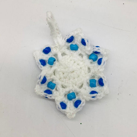 White Beaded Snowflake Ornament