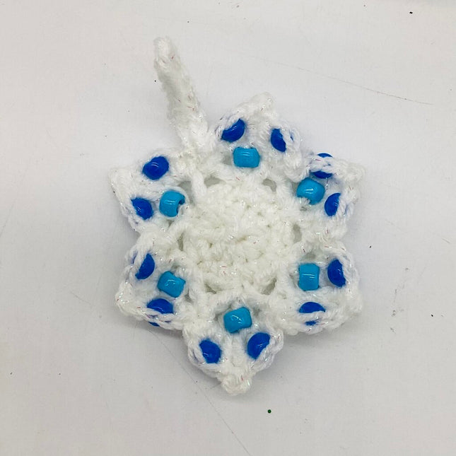 White Beaded Snowflake Ornament