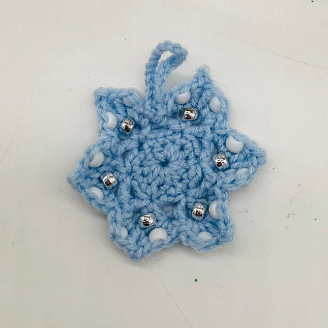 Blue Beaded Snowflake Ornament