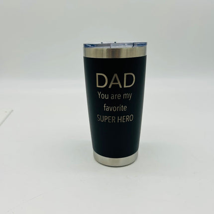20 oz Tumbler Dad Super Hero Black