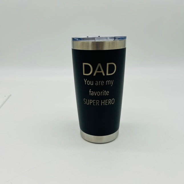 20 oz Tumbler Dad Super Hero Black