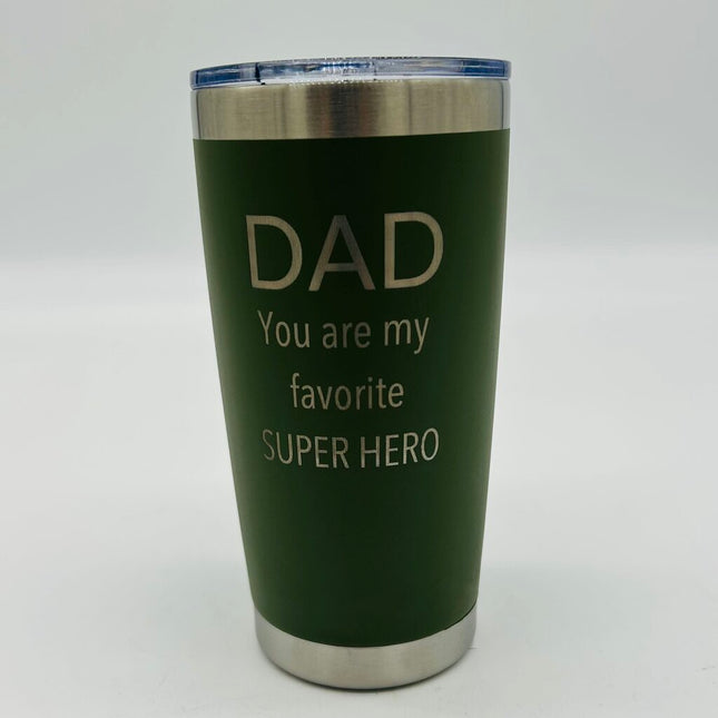 20 oz Tumbler Dad Super Hero Green