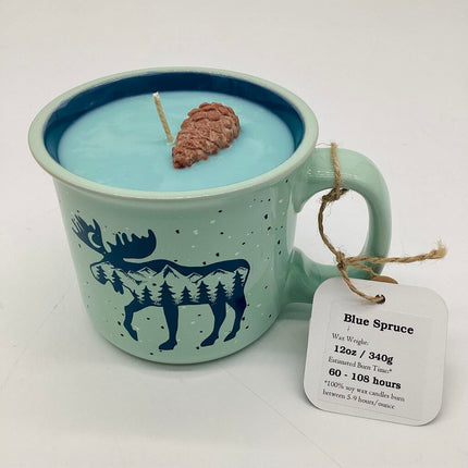 Blue Spruce (Moose Mug) - Mug Candle - 100% soy wax