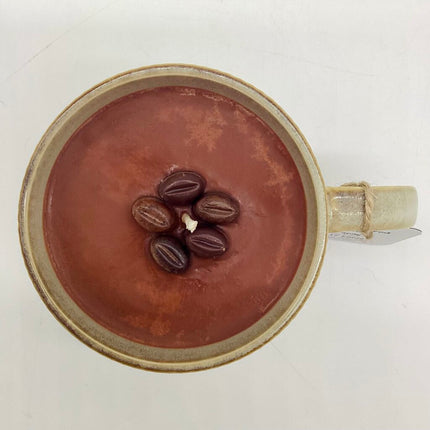 Fresh Coffee (Beige Ribbed Mug) - Mug Candle - 100% soy wax