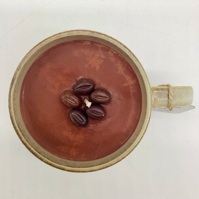 Fresh Coffee (Beige Ribbed Mug) - Mug Candle - 100% soy wax