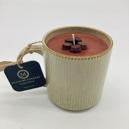 Fresh Coffee (Beige Ribbed Mug) - Mug Candle - 100% soy wax