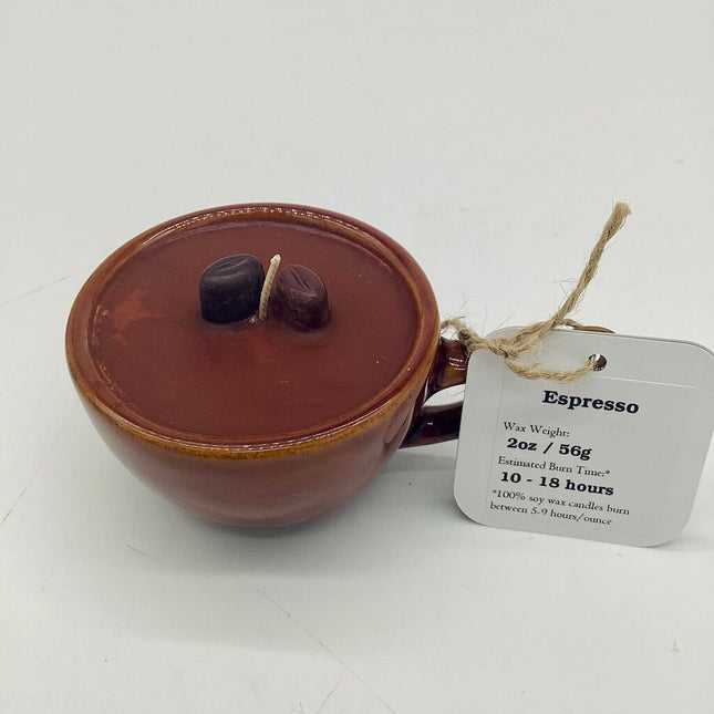 Espresso (Brown Ceramic) - Mug Candle - 100% soy wax