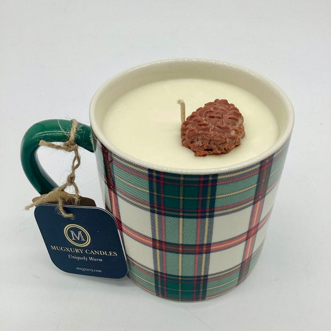 White Birch & Pine (Martha Stewart Plaid Mug) - Mug Candle - 100% soy wax
