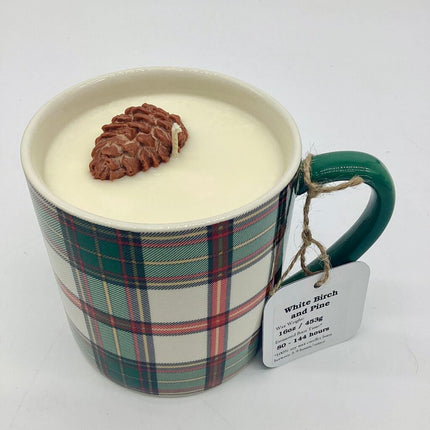 White Birch & Pine (Martha Stewart Plaid Mug) - Mug Candle - 100% soy wax