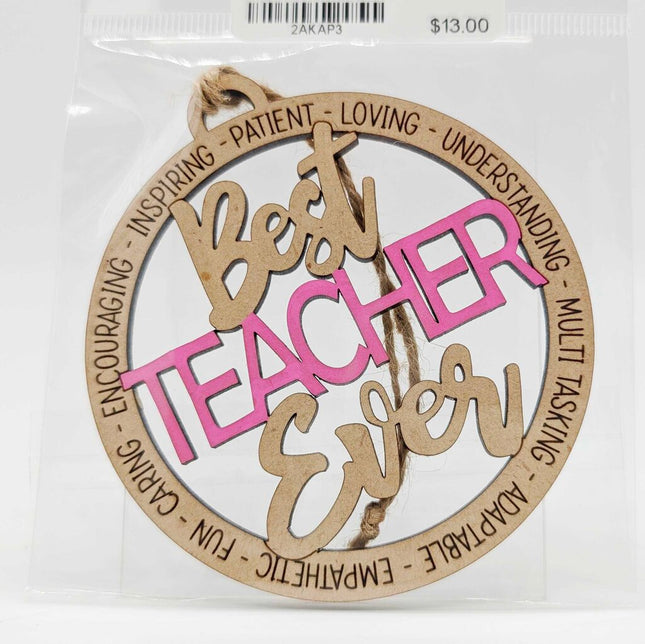 Ornament - Teacher - Pink
