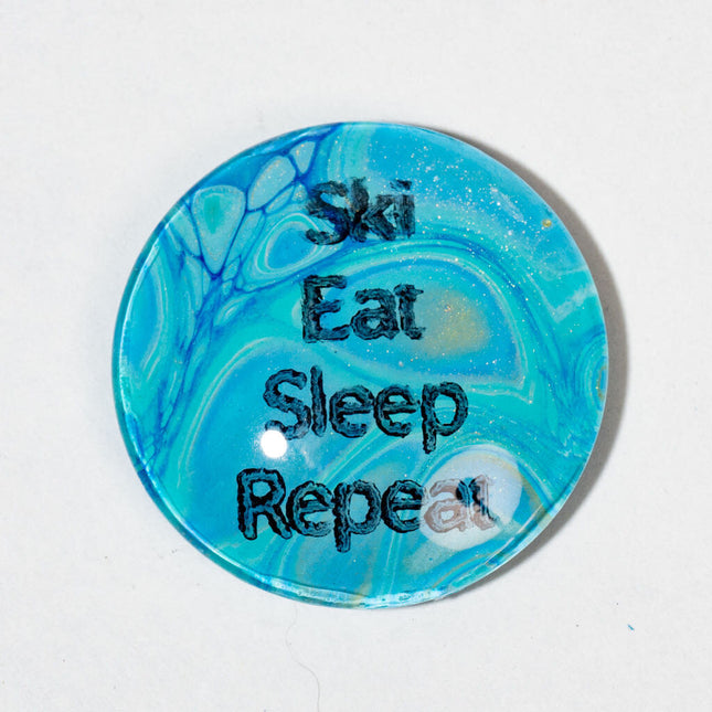 1 3/8" Ski Eat Sleep Repeatl Magnet