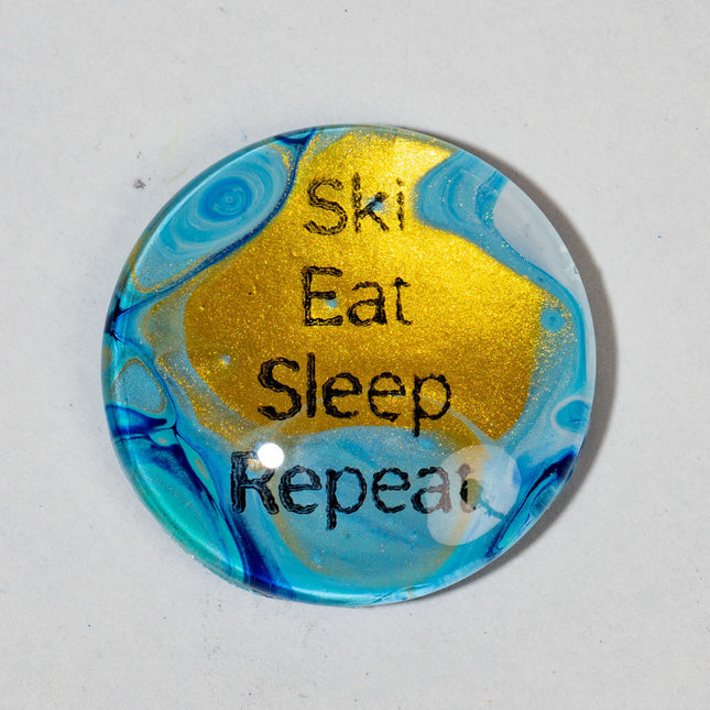 1 3/8" Ski Eat Sleep Repeatl Magnet