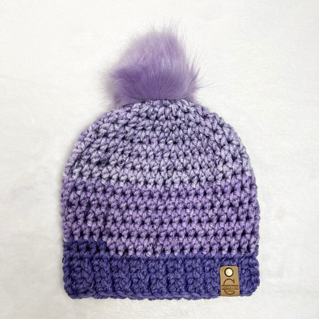 Pom Pom Hat (Child) - Light Purple Ombre