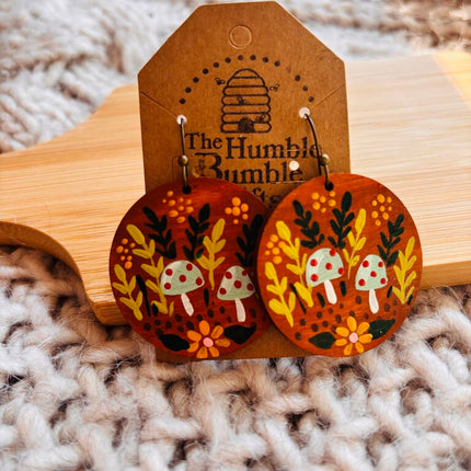 Mint mushroom circle earrings