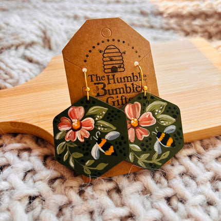 Forest Bee Hex earrings