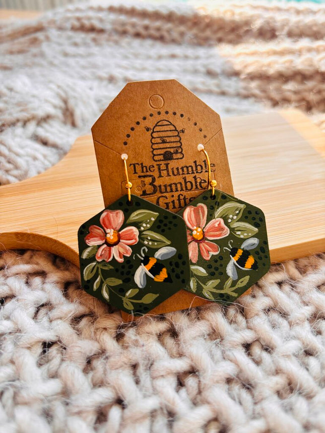 Forest Bee Hex earrings
