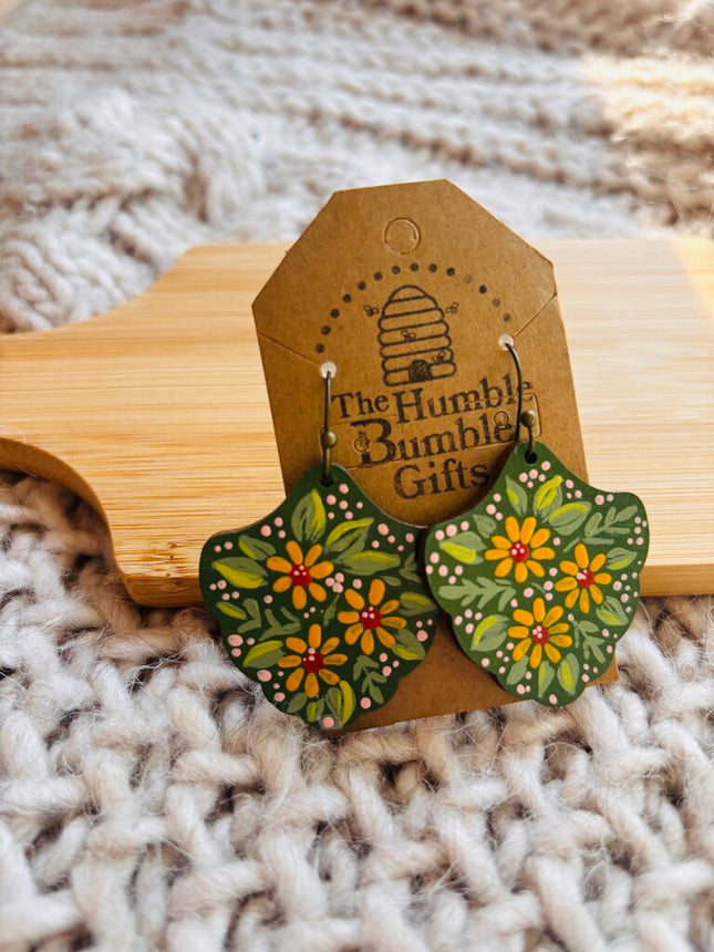 Green Susan patch earrings