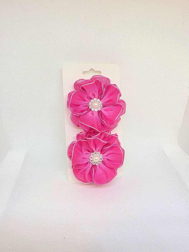 Pink Flower Hair Clips