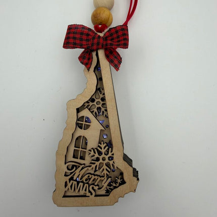 Light Up New Hampshire Layered Wood Ornament