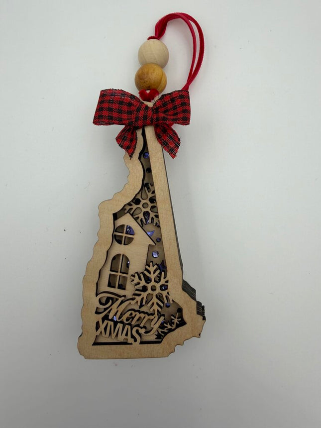 Light Up New Hampshire Layered Wood Ornament