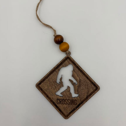 Bigfoot Crossing Stained Ornament