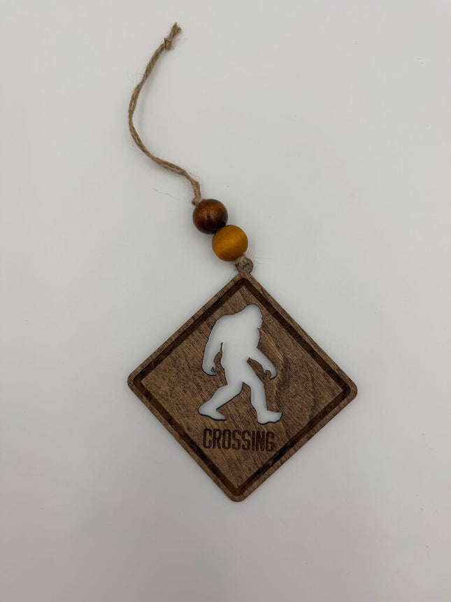 Bigfoot Crossing Stained Ornament