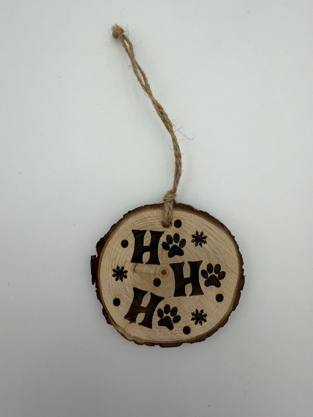 Ho Ho Ho Paw Wood Slice Ornament