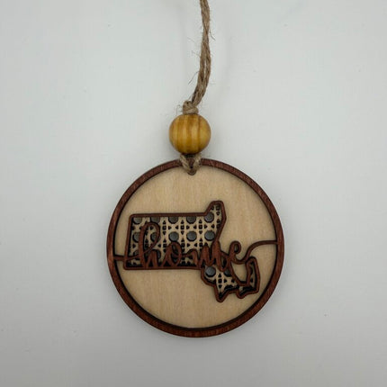 Massachusetts Rattan Wood Ornament