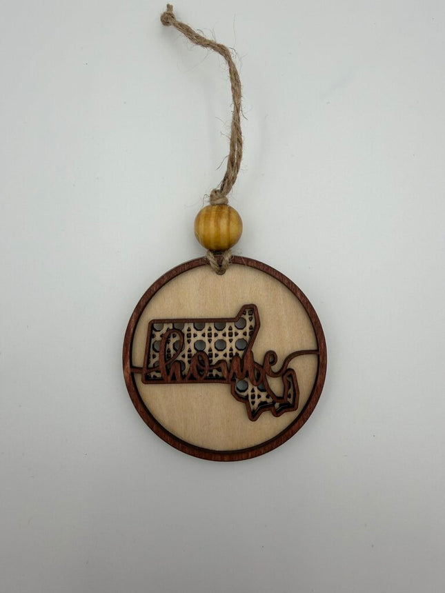 Massachusetts Rattan Wood Ornament