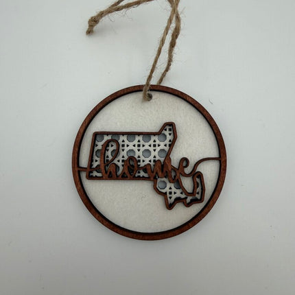 Massachusetts Rattan Wood Ornament