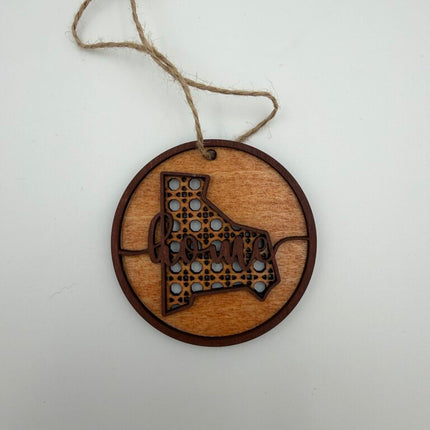 Rhode Island Rattan Wood Ornament